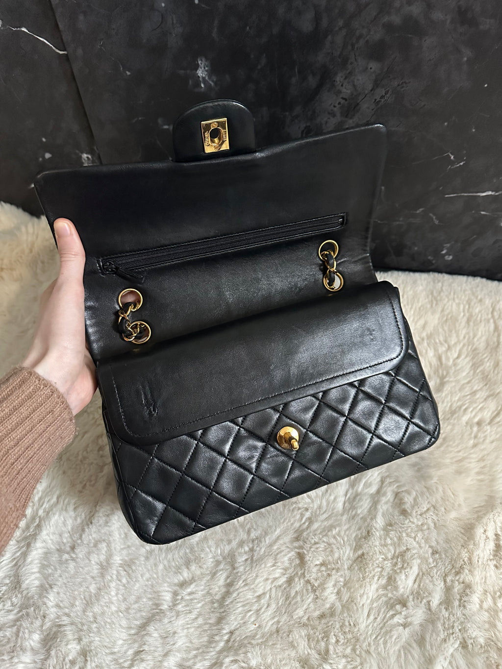 Chanel Timeless Double Flap Medium Or 24k